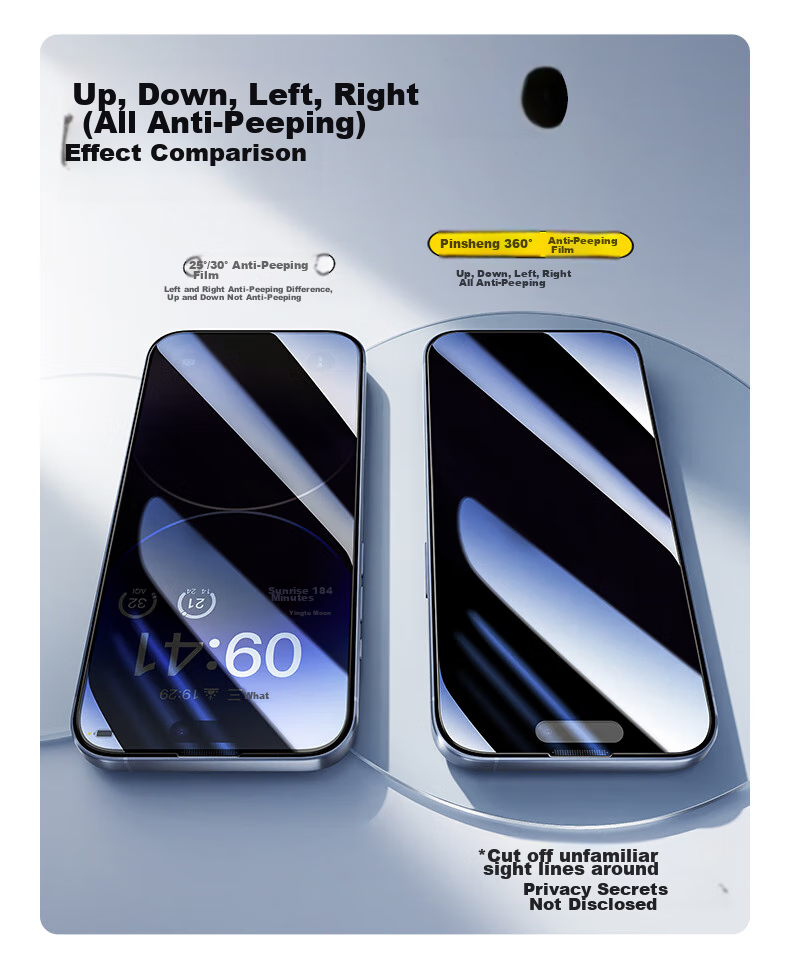 Защитное стекло PISEN для Apple iPhone 14/13/13 Pro, противоударное, антибликовое, 360° защита от подглядывания, пылезащитное