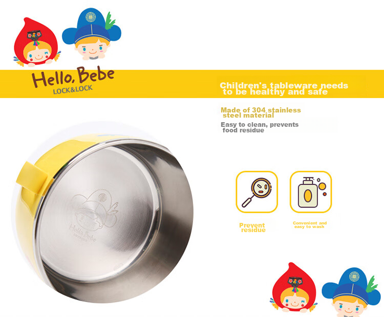 Детская суповая тарелка LOCK&LOCK из нержавеющей стали с двумя ручками, 650 мл