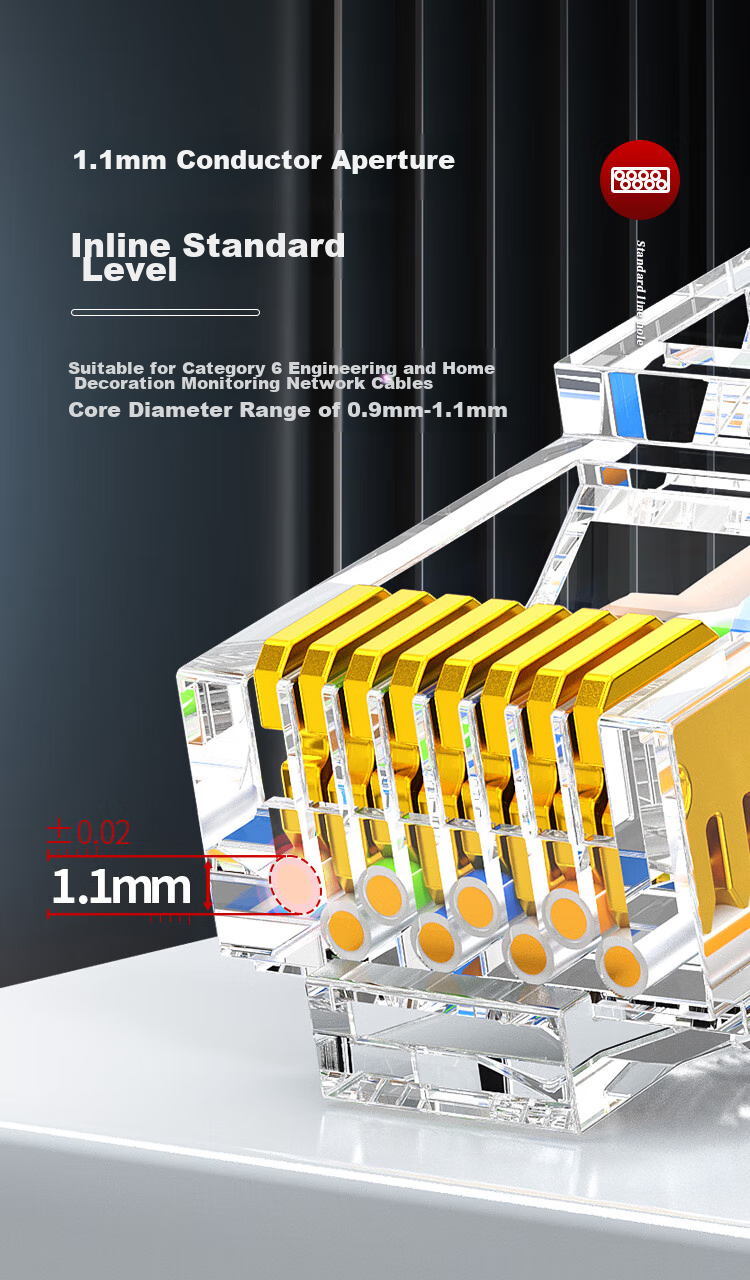 Коннекторы AMPCOM Crystal Head Cat5e, 30 шт., позолоченные, 30U, для гигабитных Ethernet кабелей, RJ45, 8P8C