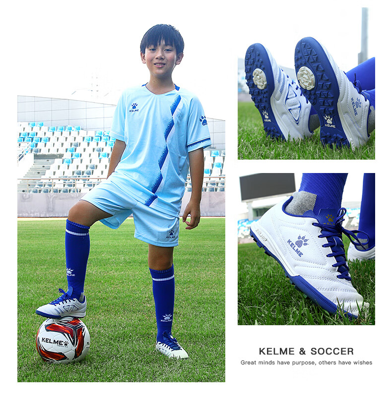 Футбольные бутсы KELME для мужчин, модель Competition TF, для искусственного газона, дышащие, нескользящие, для студентов, флуоресцентный желтый/королевский синий, размер 40