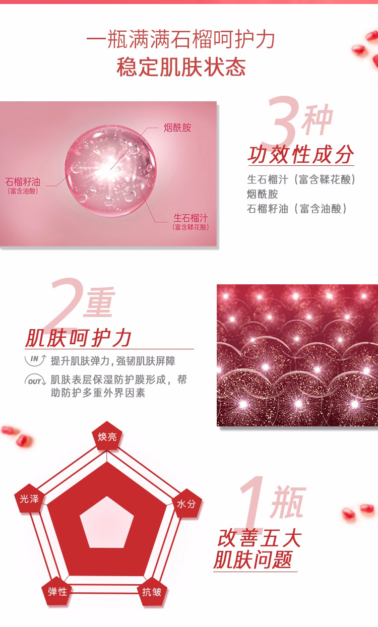 悦诗风吟（Innisfree）红石榴精华活妍焕采补水保湿水润烟酰胺提亮稳定肌肤精华液女50ml