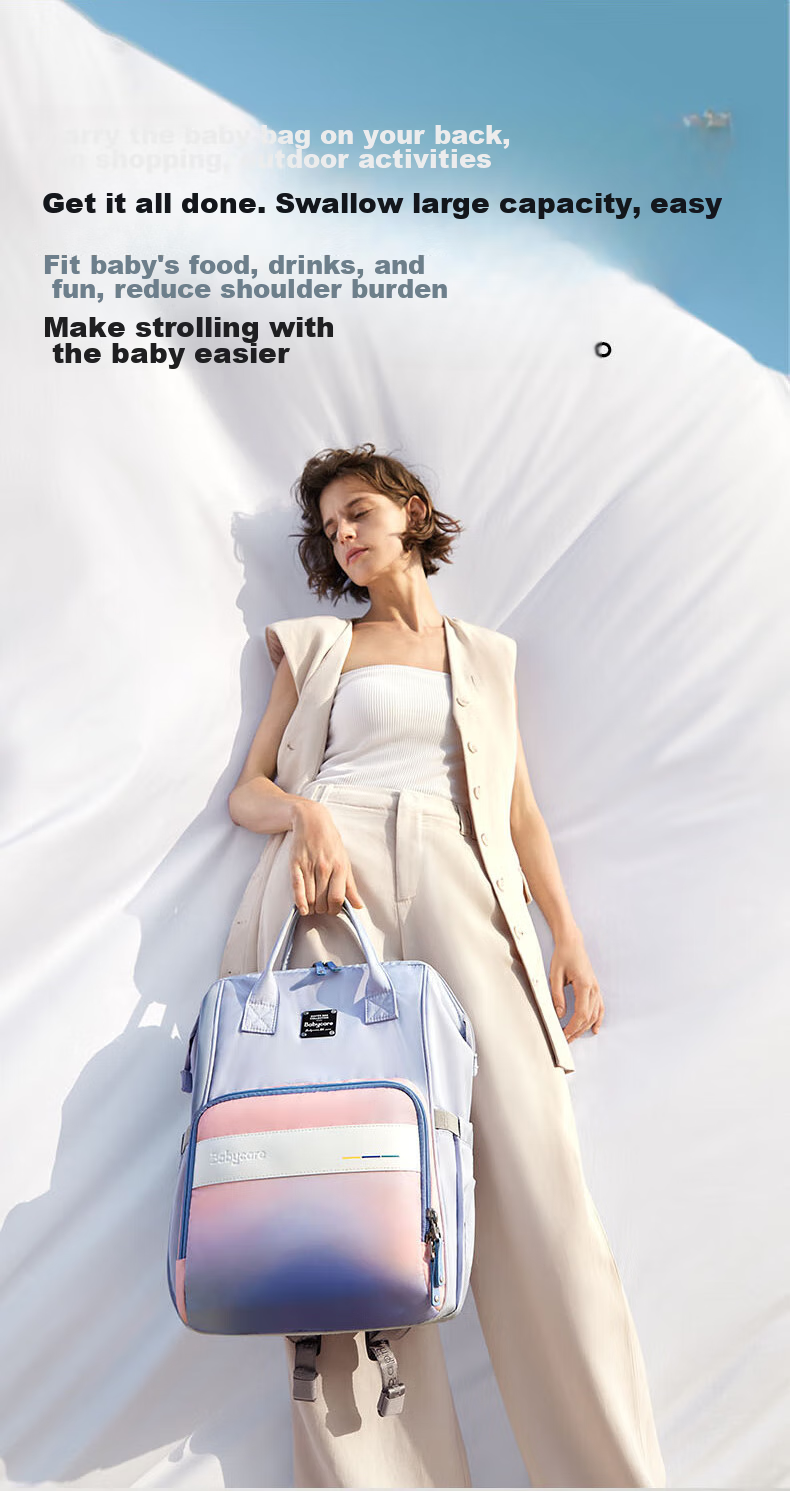 Рюкзак-переноска для детей Babycare Mommy Bag, многофункциональный, вместительный, для мам, с отделением для бутылок, серый