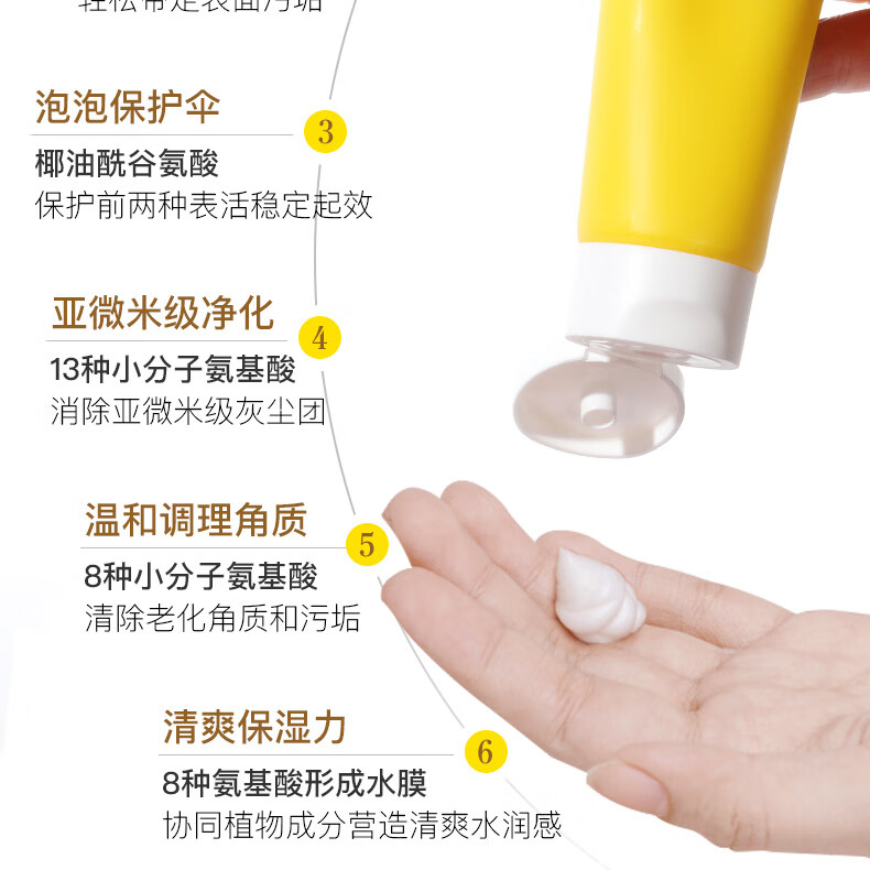萨尼奇姜黄氨基酸洁面乳 男女保湿清爽温和敏感肌肤用细腻泡沫洗面奶 氨基酸洁面乳30g