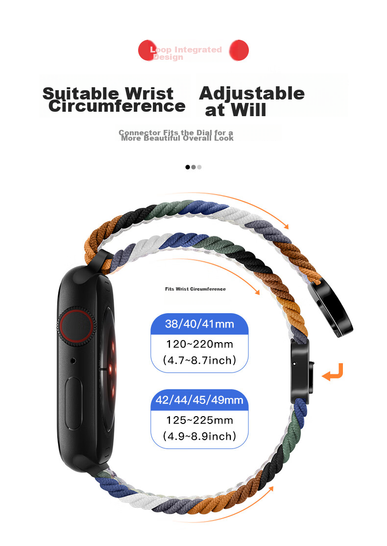 Ремешок BHO для Apple Watch Series 11/Ultra3/S10/SE3, плетеный нейлоновый ремешок с магнитной застежкой