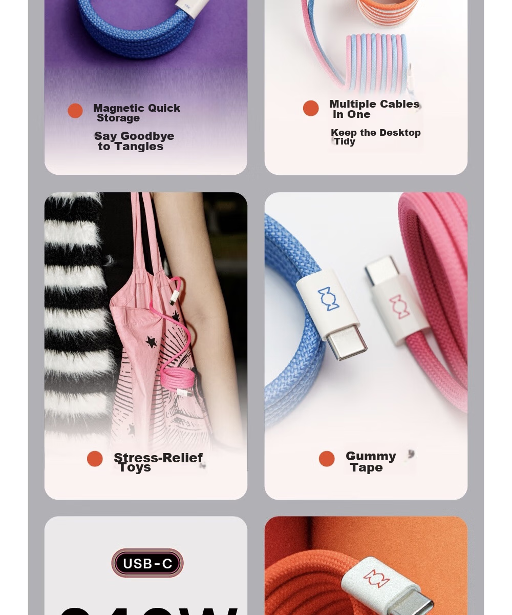 Кабель CANDYSIGN MagTie Magnetic Charge, Type-C на Lightning, MFi Certified, 1 метр, сладкий белый