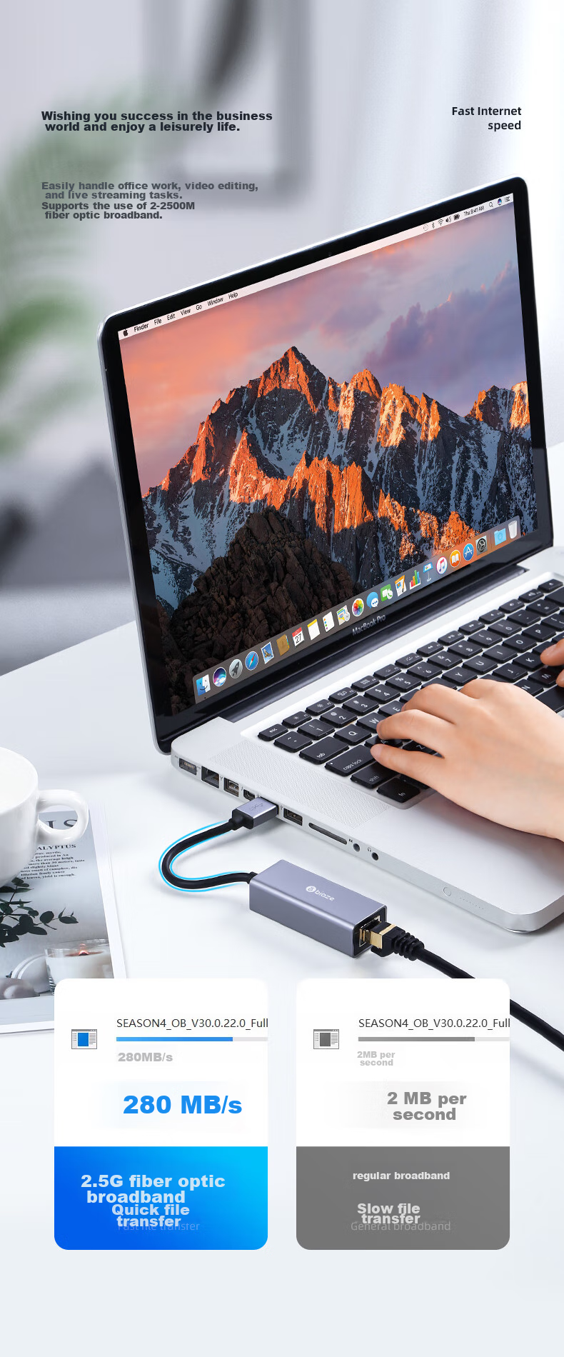 Внешняя сетевая карта BIAZE USB 2.5G Gigabit Ethernet RJ45, адаптер для Apple Mac Laptop, 2.5G