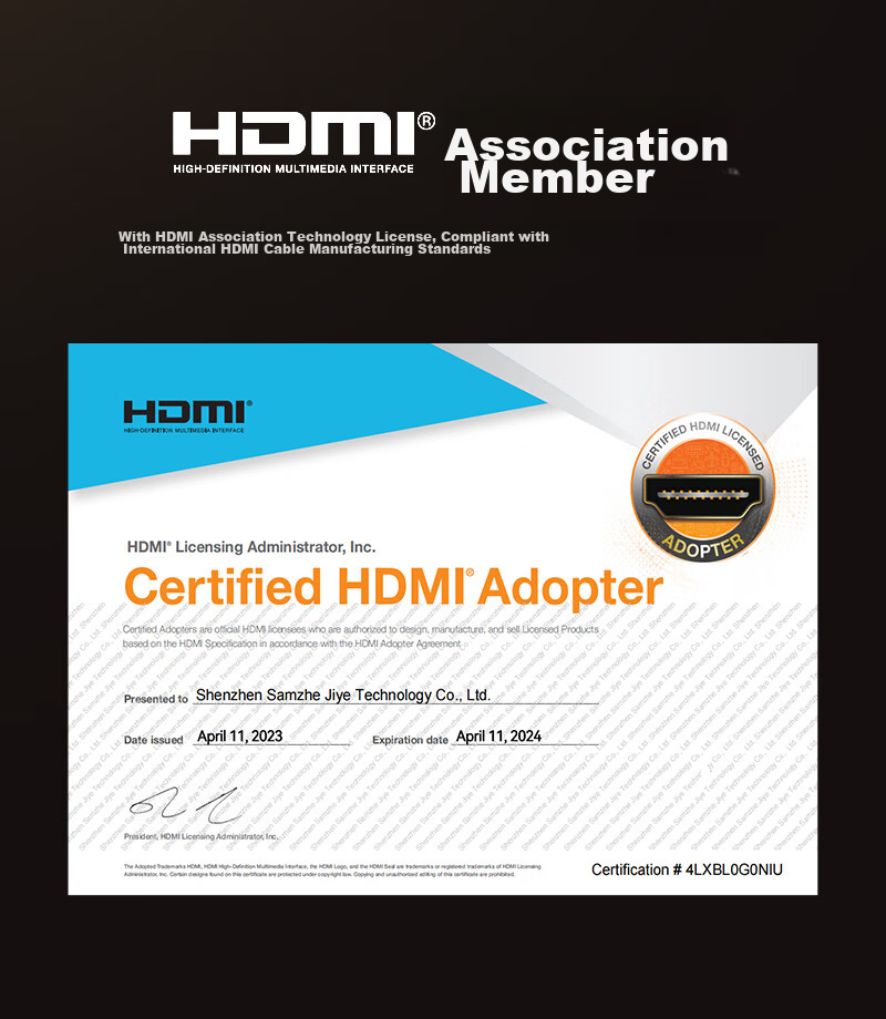 Кабель HDMI SAMZHE HG-10, версия 2.1, 1 метр, 8K 60Hz, 4K 240Hz, для ноутбука, ТВ, монитора, проектора, черный