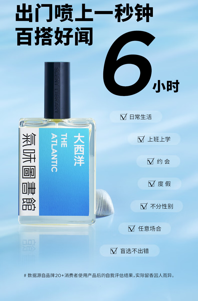 SCENT LIBRARY气味图书馆大西洋淡香水50ml持久留香男士节日生日礼物送男女友