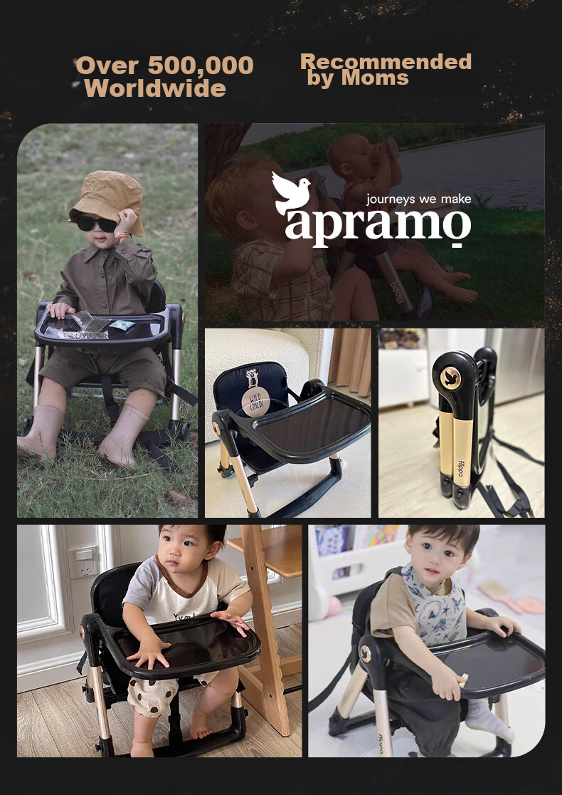Детский стульчик для кормления Apramo Jazz Black Limited Edition, складной, портативный