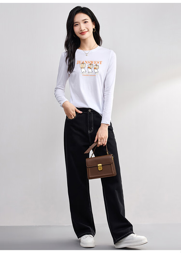 Женская футболка с длинным рукавом Jeanswest, хлопок, размер L, белый