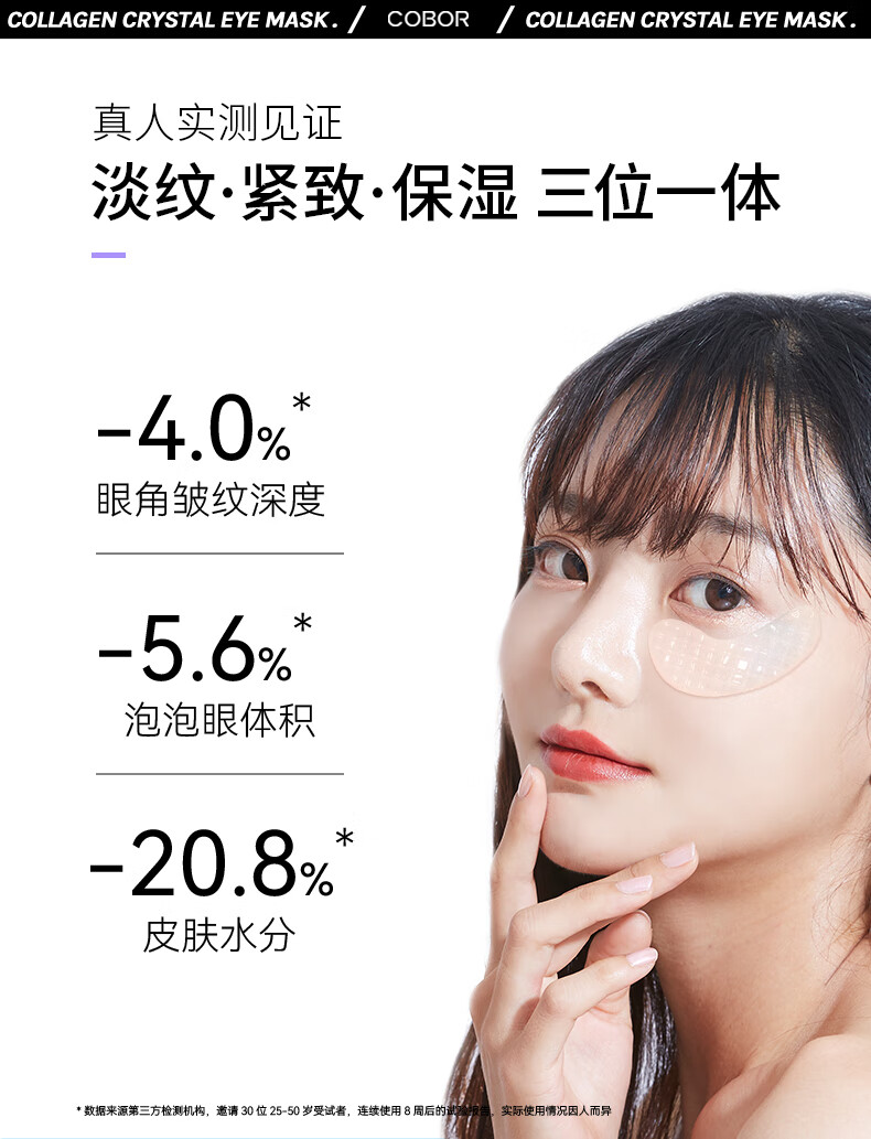 可贝尔双蛋白水晶眼贴膜1盒装补水保湿淡化细纹眼袋黑眼圈-实发20对