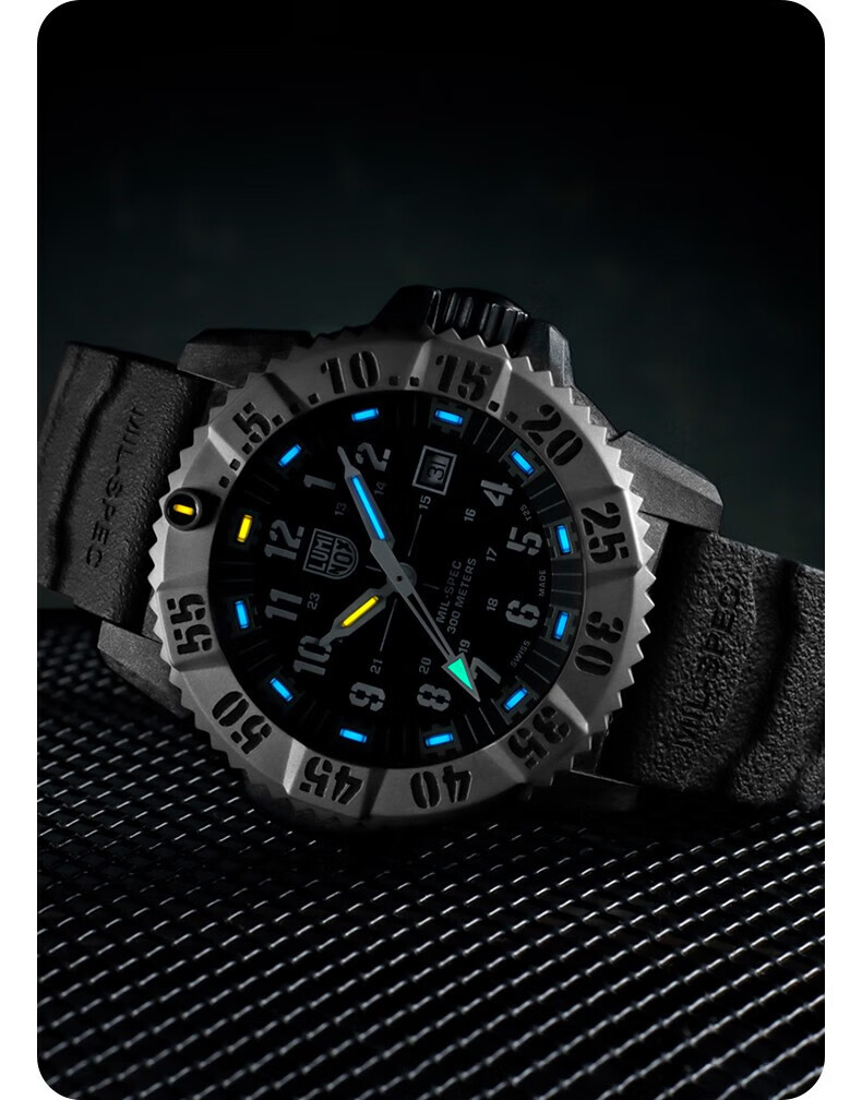 Швейцарские часы Luminox Military Standard 3351, мужские, спортивные, кварцевые, водонепроницаемые до 300 м, с резиновым ремешком, корпус из углеродного волокна