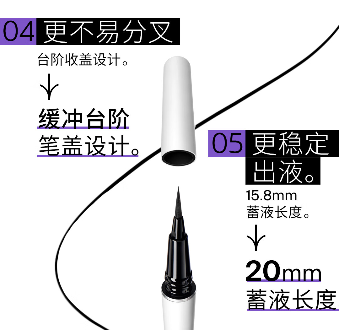 小奥汀（littleondine）眼线笔绚彩玩色眼线液笔01黑色0.5ml(防水防汗不晕染极细 送礼物)