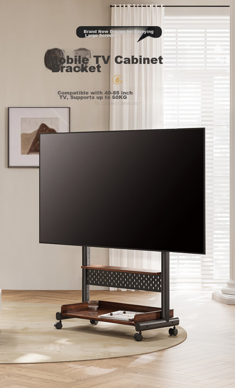 Мобильная ТВ-стойка FITUEYES для телевизоров 40-85 дюймов, портативная, не требует сверления, совместима с TCL, Skyworth, Sony, Xiaomi