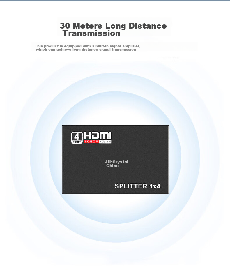 HDMI сплиттер Jinghua F211, 1 вход 4 выхода, 4K HD, для ТВ-приставки, компьютера, ноутбука, подключения к телевизору, проектору, монитору, черный