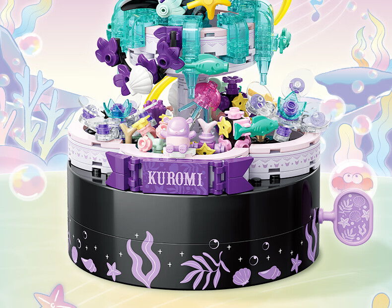 Конструктор TOP TOY Sanrio Kuromi Music Box, серия "Тайное Садовое Эльфийское Царство", 677 деталей, музыкальная шкатулка