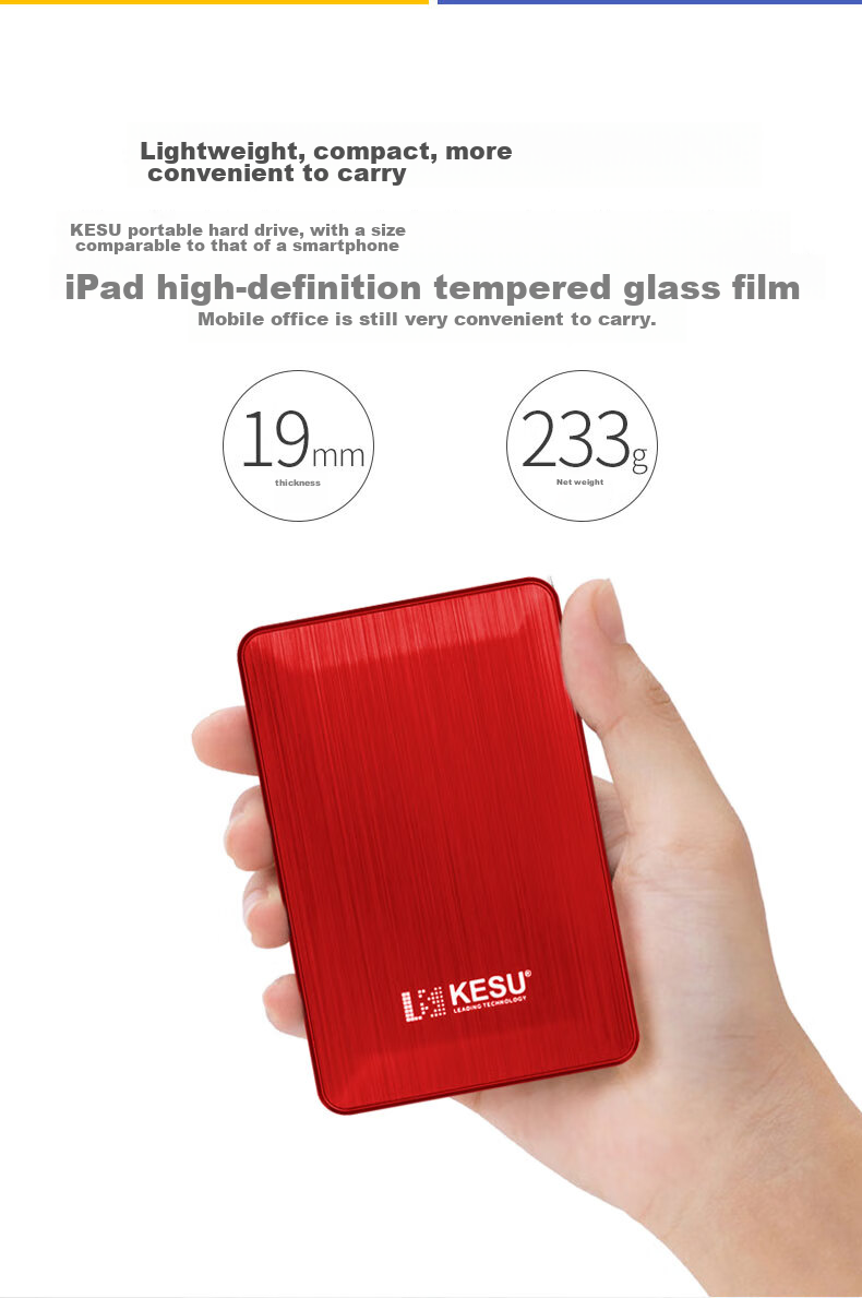 Внешний жесткий диск KESU K2518-Hot Blood Red, 1 ТБ, USB 3.0, портативный, двухдисковый, черный/красный
