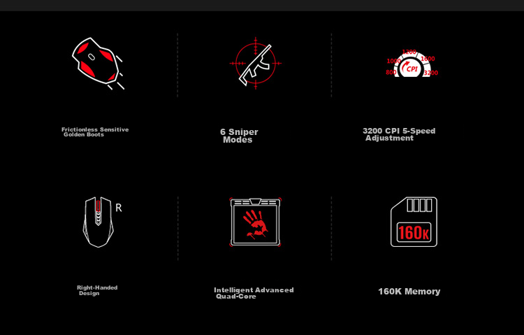Игровая мышь A4TECH V7M Wired Gaming Mouse, проводная, механическая, для ПК, черная