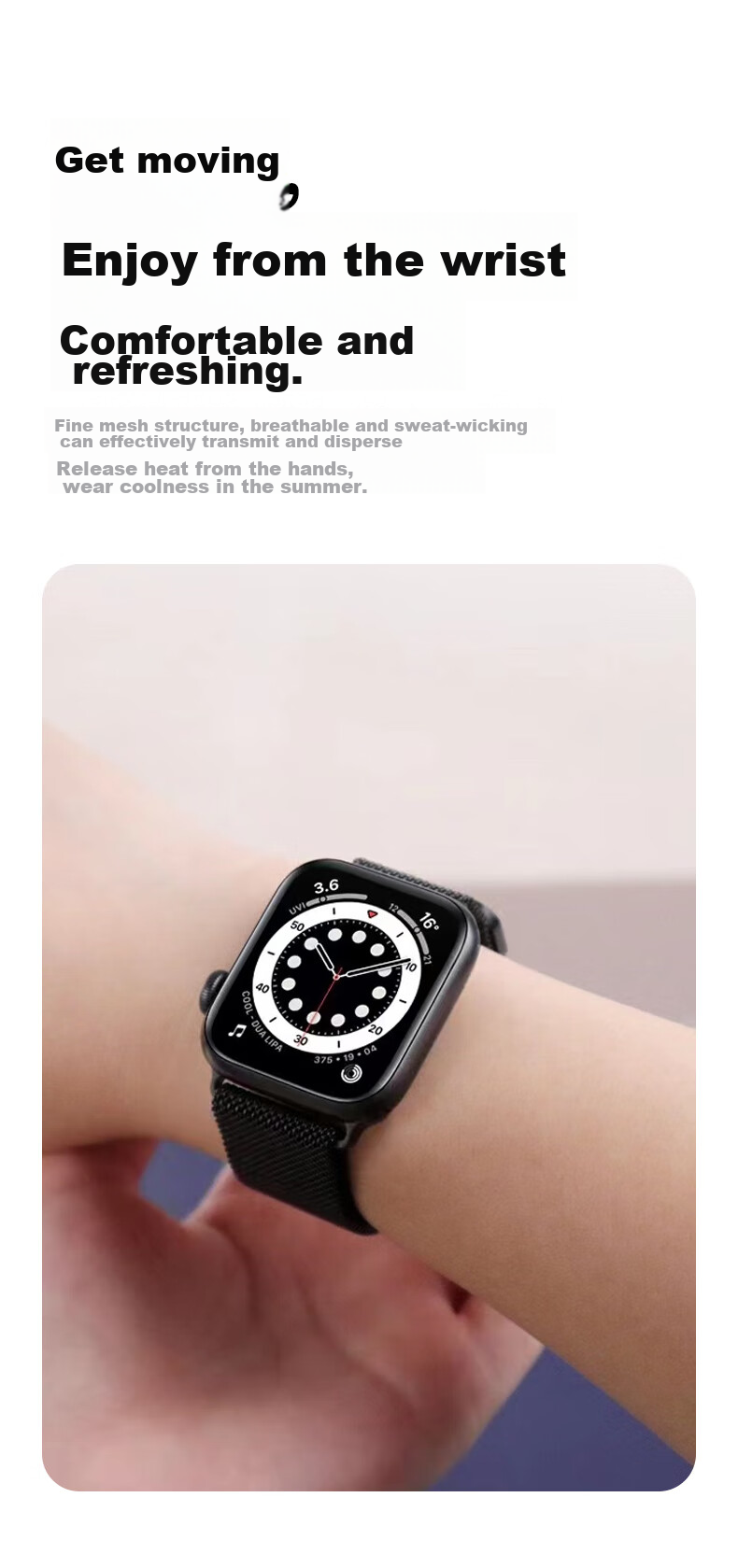 Ремешок Mashi Milanese для Apple Watch Ultra2/S10/9/8/7/SE, Черный, 38/40/41/42мм