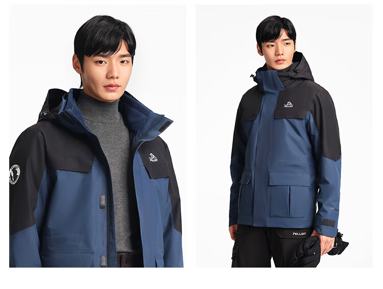 Мужская куртка Pelliot "Cheng Yi Same Style" Mountain Color, трехслойная, ветрозащитная, для активного отдыха, модель 0105, черная, размер L