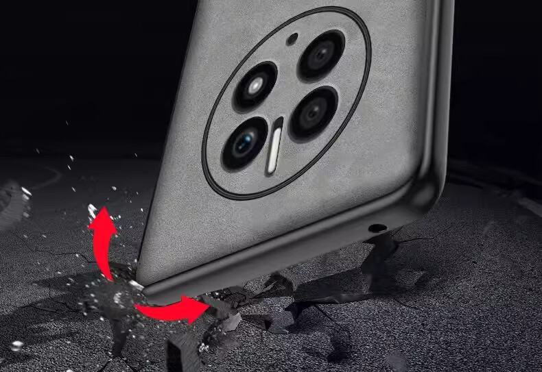Чехол POZZO для Huawei Mate 50, противоударный, с полной защитой объектива, из мягкой кожи ягненка, серый