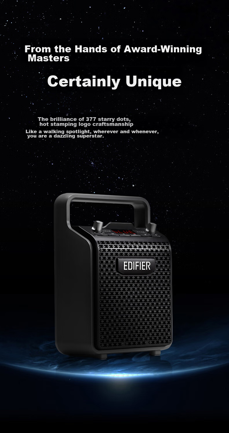 Портативная Bluetooth-колонка EDIFIER PP205S с двумя микрофонами, для караоке и усиления звука, Moonlight White
