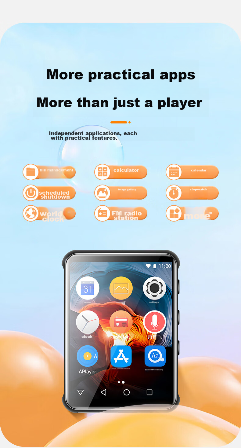 Портативный MP3/MP4 плеер FAMUE BF10, 40 ГБ, с Wi-Fi, Bluetooth, цвет черный