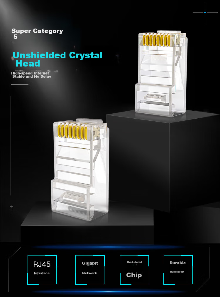 Коннектор CHOSEAL Cat5e RJ45, позолоченный, для инженерной сети Gigabit, 8P8C, 10 шт.