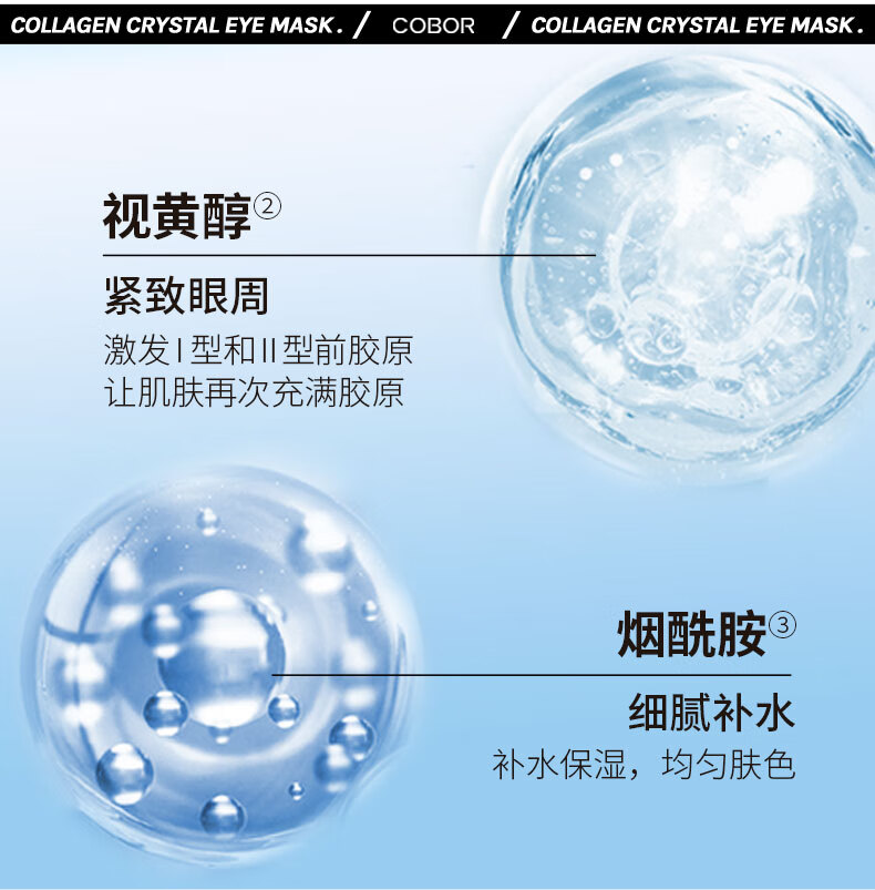 可贝尔（COBOR）双蛋白水晶眼贴膜 淡化细纹黑眼圈眼袋眼膜贴男女士月牙款 10对