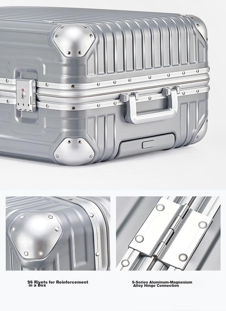 Чемодан OIWAS Armor Suitcase, 20-дюймовый мужской чемодан на колесиках, дорожный чемодан ручной клади, чемодан с алюминиевой рамой, женский чемодан с кодовым замком, серебристый