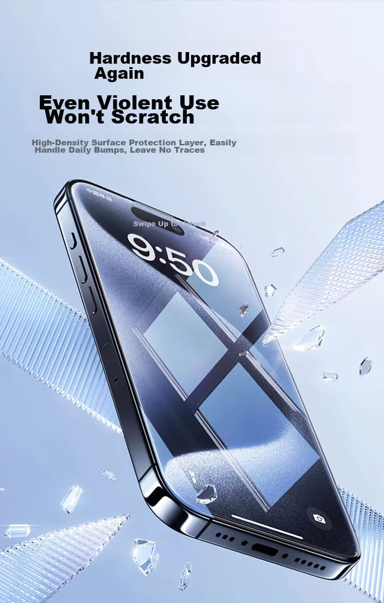 Защитное стекло DIVI для Apple iPhone 15 Pro Max, ультратонкое, противоударное, с защитой от отпечатков пальцев, полное покрытие