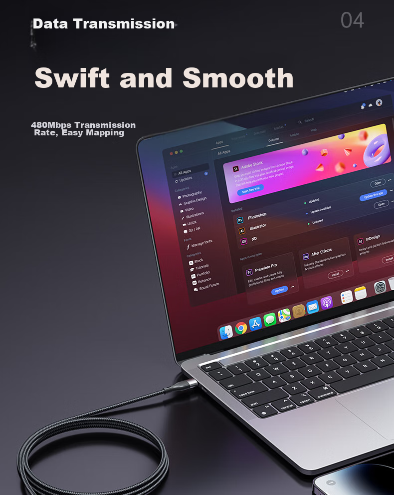 Кабель Nengshi для зарядки 3-в-1, Type-C, Lightning, Micro-USB, 1 метр, зеленый