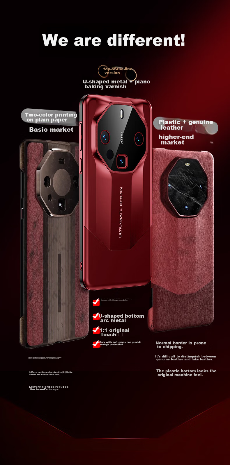 Чехол для Huawei Mate 60 RS, IM-CHEN, металлический, с защитой объектива, бизнес-стиль, красный