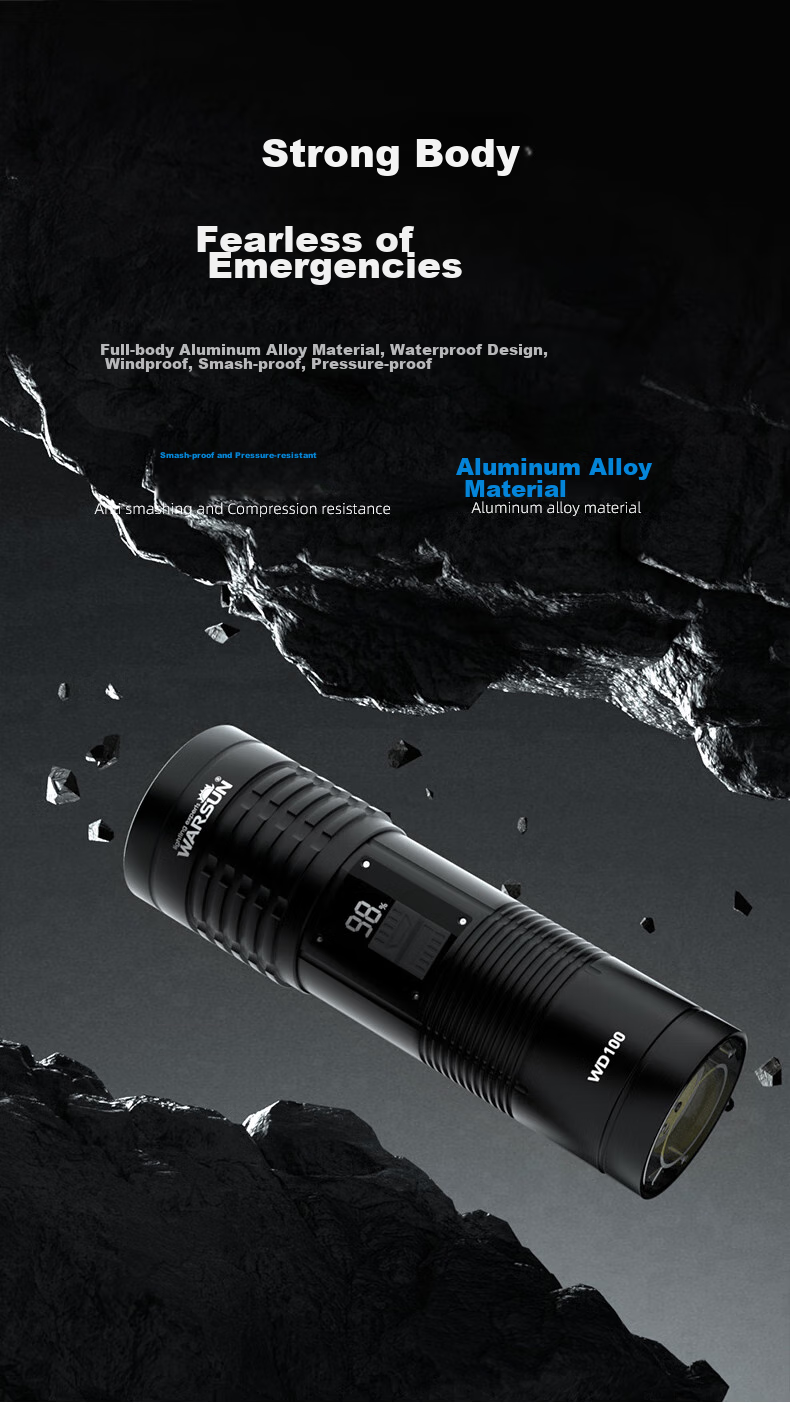 Фонарь WAR SUN WD High-Intensity Flashlight, ультраяркий дальний лазерный луч, перезаряжаемый поисковый фонарь с функцией зума, аварийное использование на открытом воздухе и дома