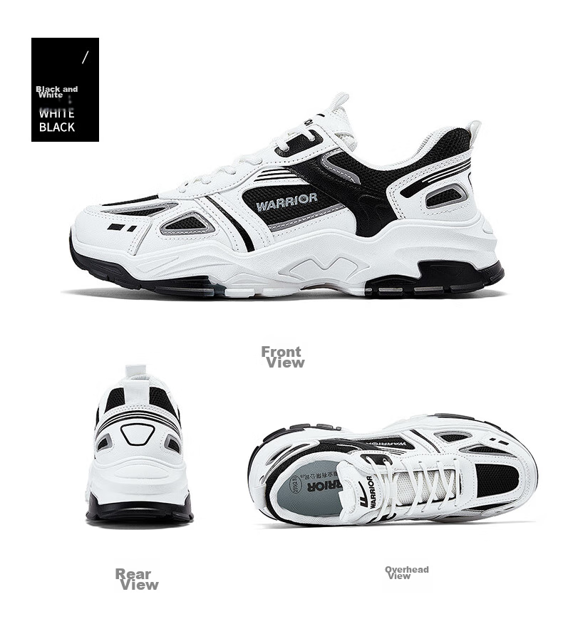 Warrior Official Sports Shoes for Men, Autumn Breathable Dad Shoes, Men's Thick-Soled Height-Increasing Casual Shoes, White And Blue, Size 41