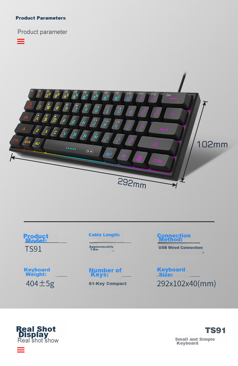 Компактная проводная клавиатура MageGee TS91