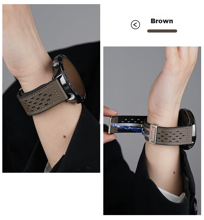 Ремешок Watchbond для Huawei Watch GT6, GT6 Pro, Watch 5, Watch 4, GT 5 Pro, GT 5, GT 4, из натуральной кожи Crazy Horse, с магнитной застежкой