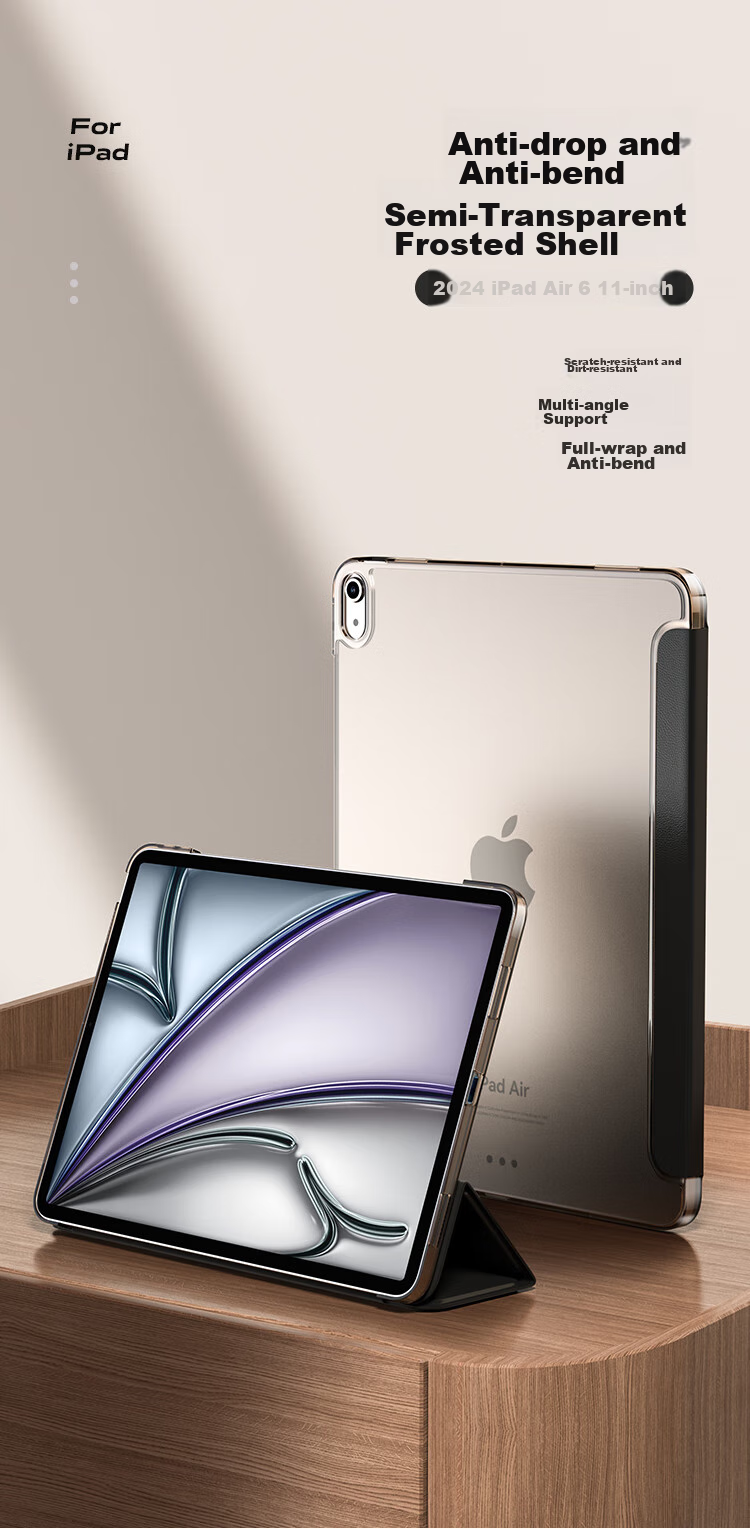 Чехол BIAZE для Apple iPad Air 7/6 11 дюймов M3, защитный, с трехстворчатой подставкой, жесткой задней крышкой, PB507-Лавандовый
