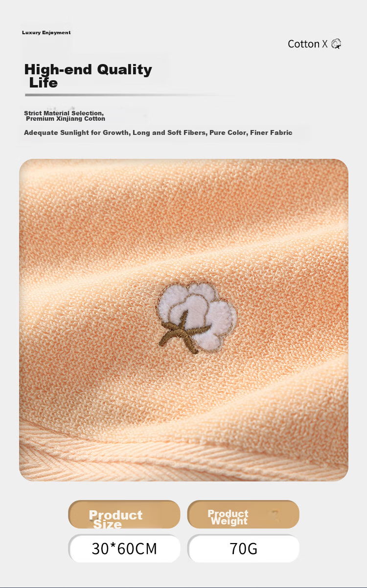 Набор полотенец Xinya Pure Cotton, 3 шт., ультрамягкие, впитывающие, для взрослых, 30*60 см