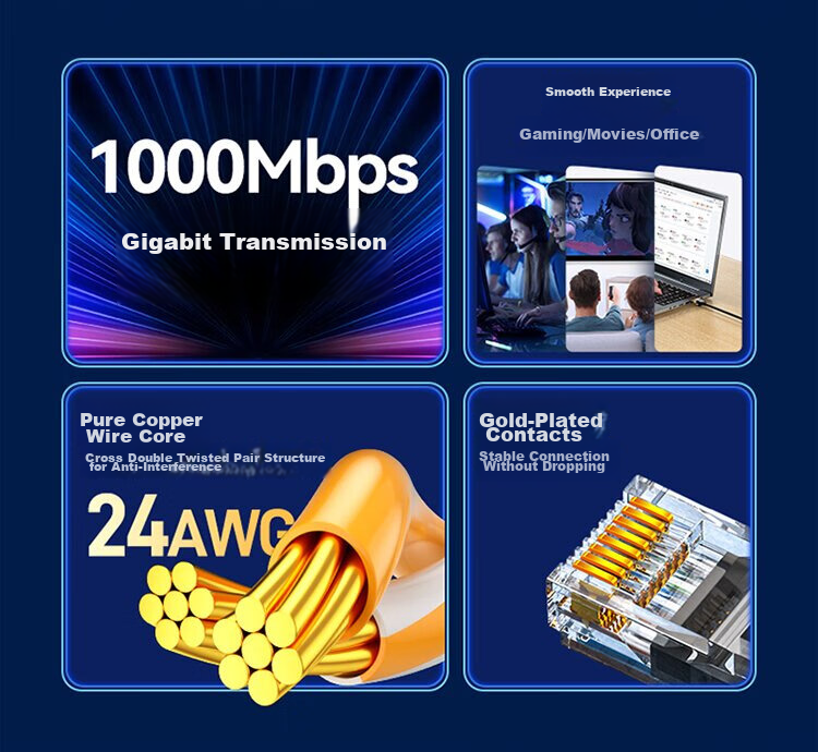 Сетевой кабель SAMZHE Cat6 Gigabit, медный, для компьютерных и домашних сетей, 10 метров, черный