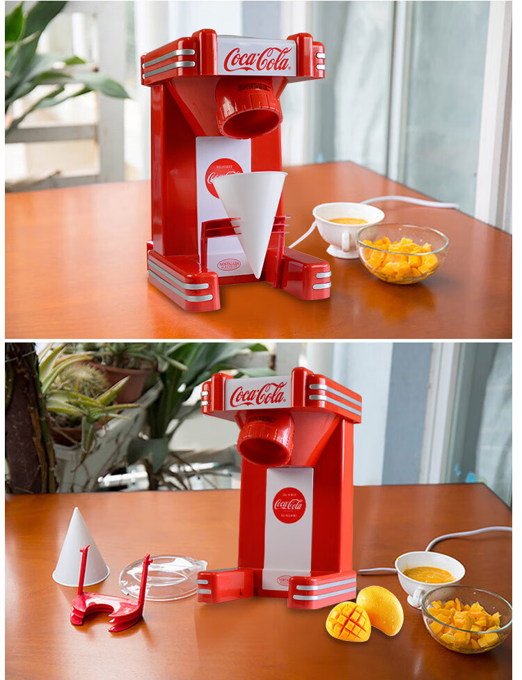 可口可乐（Coca-Cola）刨冰机全自动家用小型刨冰机电动商用绵绵冰小丸子摆摊碎冰机