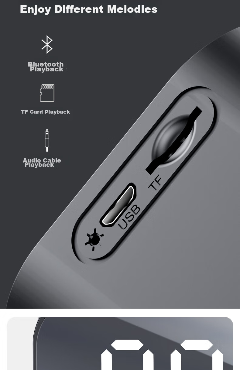 Портативная Bluetooth-колонка Havit M3 с функцией умных часов и будильника, зеркальным экраном, мини-сабвуфером, беспроводная, цвет белый