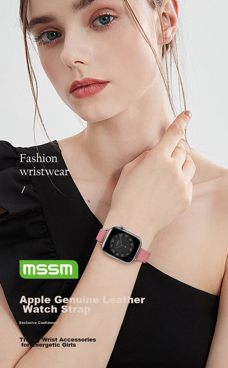 Ремешок MSSM для Apple Watch, натуральная кожа, женский, для моделей S11/ultra3/S10/9/8/SE3, розовый, 38/40/41 мм