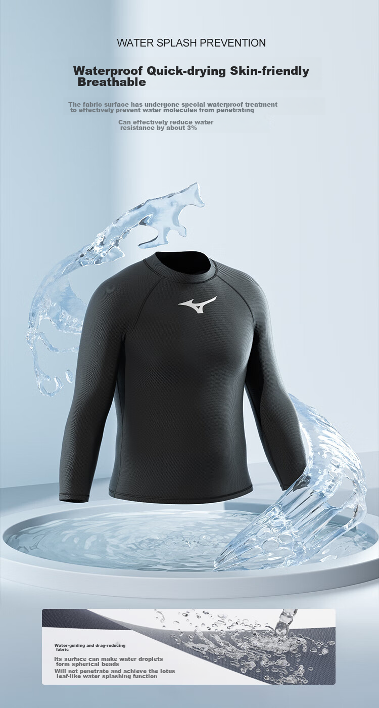 Мужской купальный костюм MIZUNO, комплект из шорт и лонгслива, черный, размер L