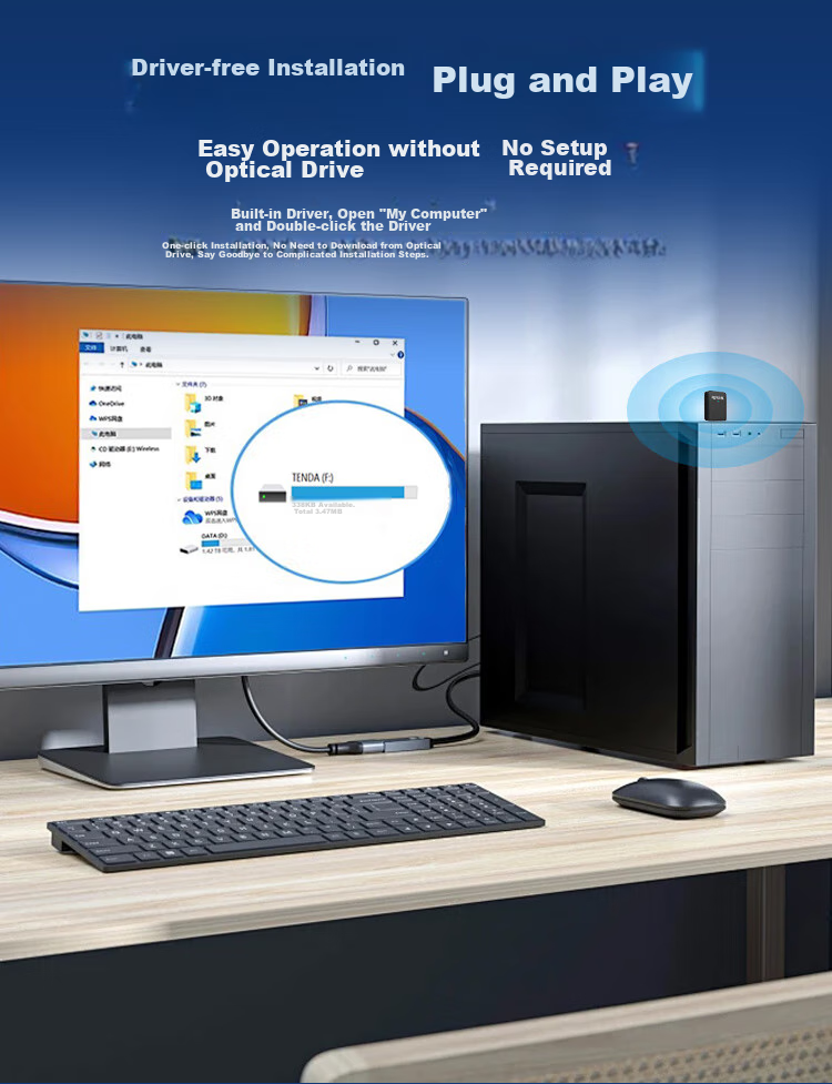 Wi-Fi адаптер Tenda U11 AX900, USB, двухдиапазонный, Wi-Fi 6, 900 Мбит/с