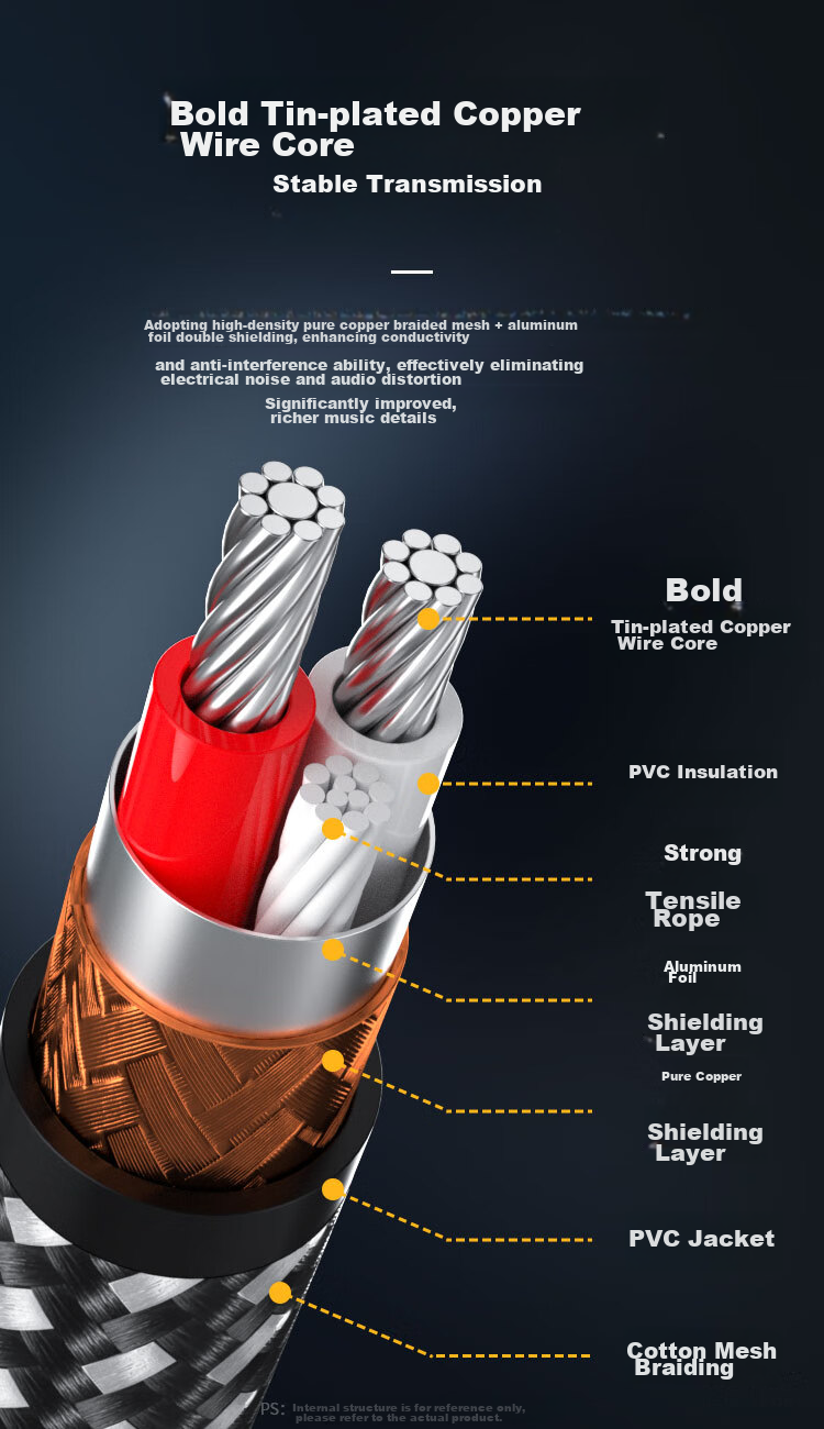 Кабель аудиопереходник 6.35мм на 2 RCA