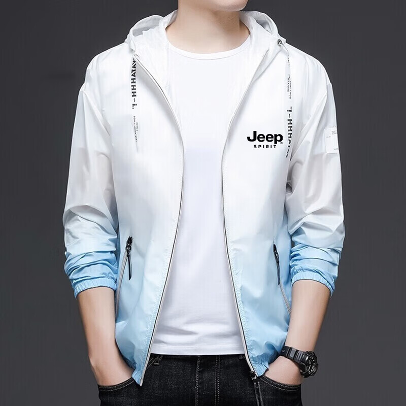 Мужская куртка JEEP SPIRIT, солнцезащитная, с капюшоном, легкая, для рыбалки, синяя, 4XL