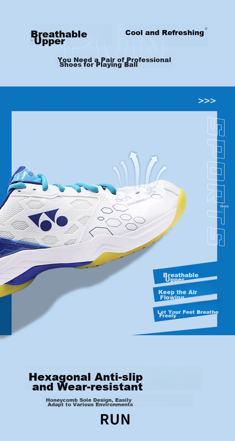 Кроссовки для бадминтона YONEX SHB101CR, мужские и женские, ударопоглощающие, для начинающих, размер 44, белый/золотой