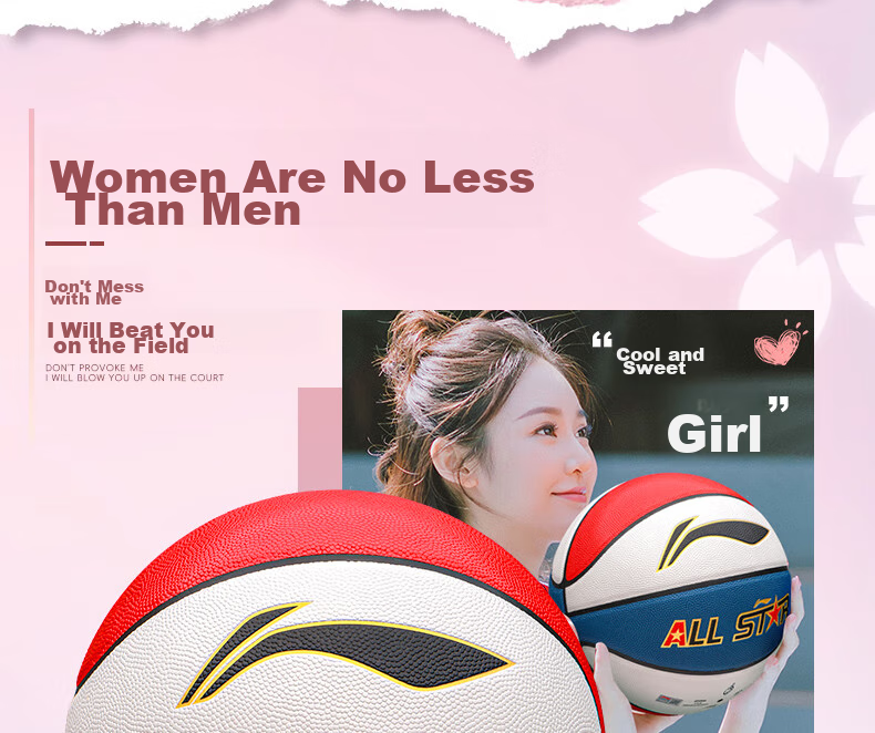 Баскетбольный мяч Li-Ning, размер 6, для женщин, для зала и улицы, нескользящий, износостойкий, профессиональный, синий