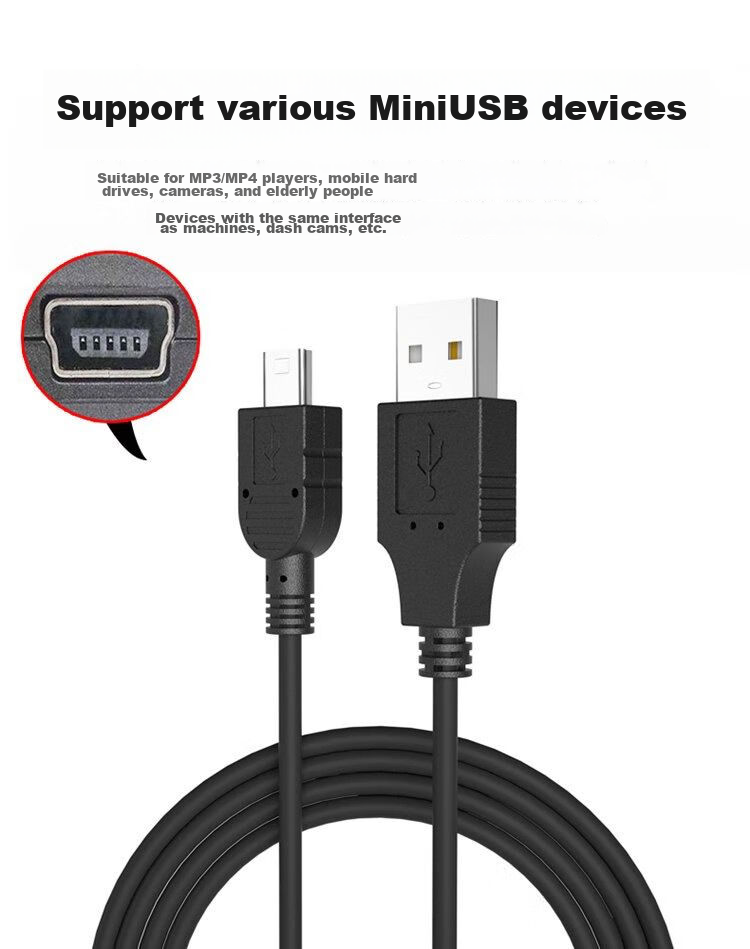 Кабель Yingqian Mini USB, 1.5 метра, черный, для MP3, видеорегистратора, MP4, старых телефонов Nokia, радио, Bluetooth-колонок, зарядный кабель V3